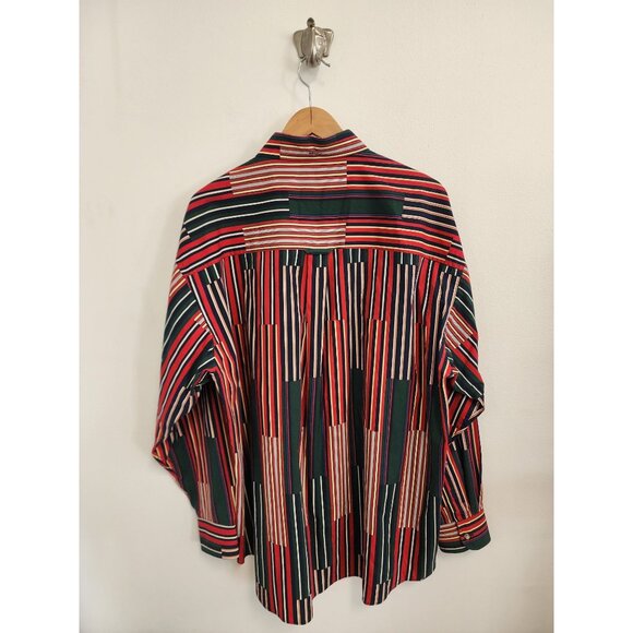 VTG Salty Dog Gant imperial poplin red multi stripe button down shirt XL - Picture 2 of 3